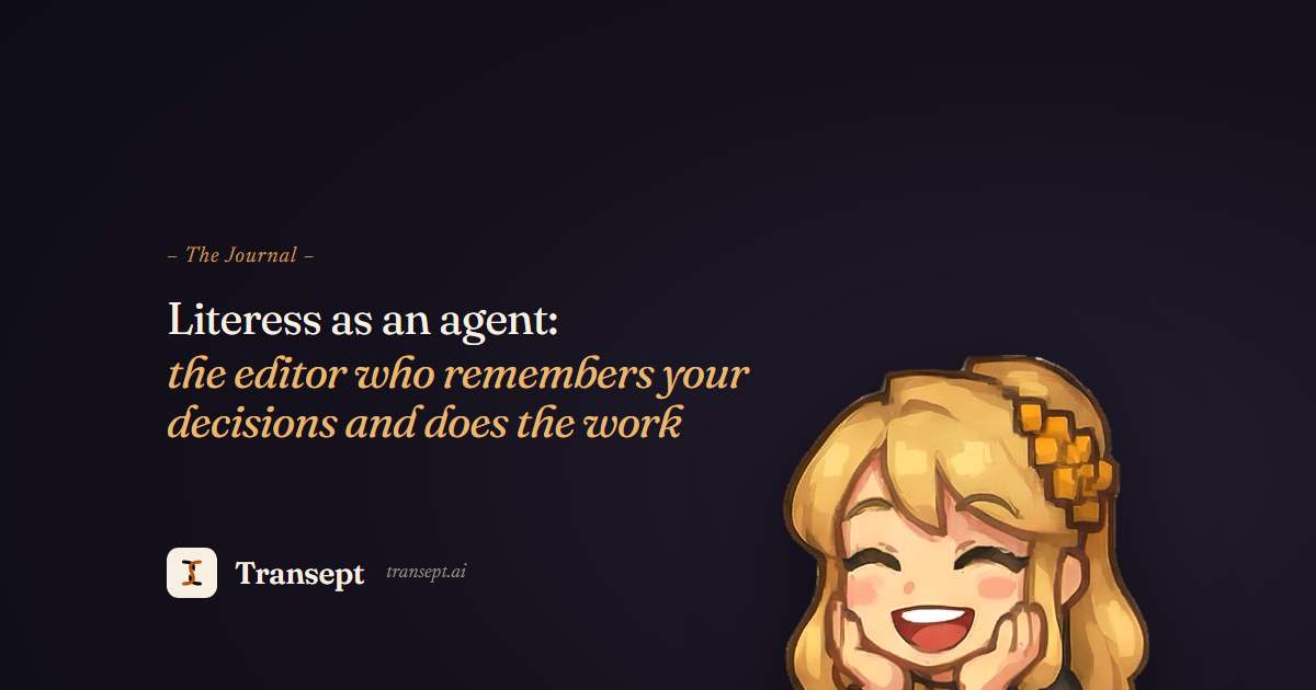 Literess as an agent: the editor who remembers your decisions and does the work